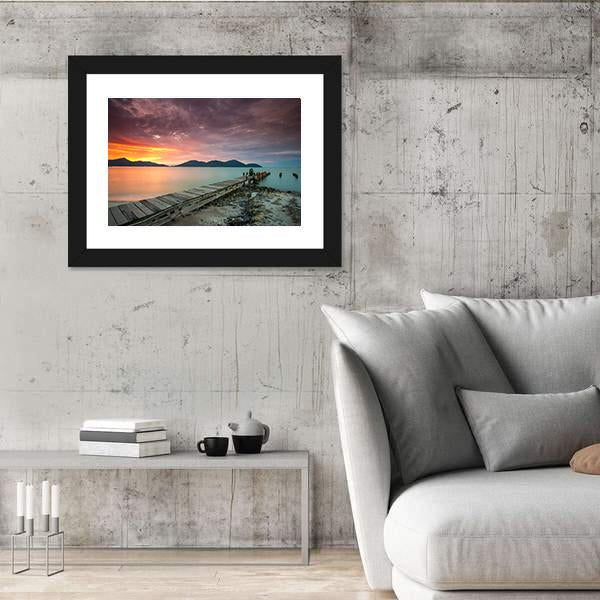 View Of Sunset At Lumut Lake In Malaysia Panoramic Canvas Wall Art-1 Piece-36" x 12"-Tiaracle