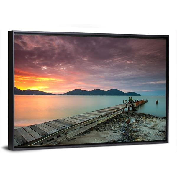 View Of Sunset At Lumut Lake In Malaysia Panoramic Canvas Wall Art-1 Piece-36" x 12"-Tiaracle