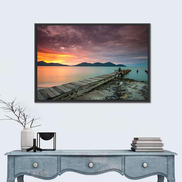 View Of Sunset At Lumut Lake In Malaysia Panoramic Canvas Wall Art-1 Piece-36" x 12"-Tiaracle