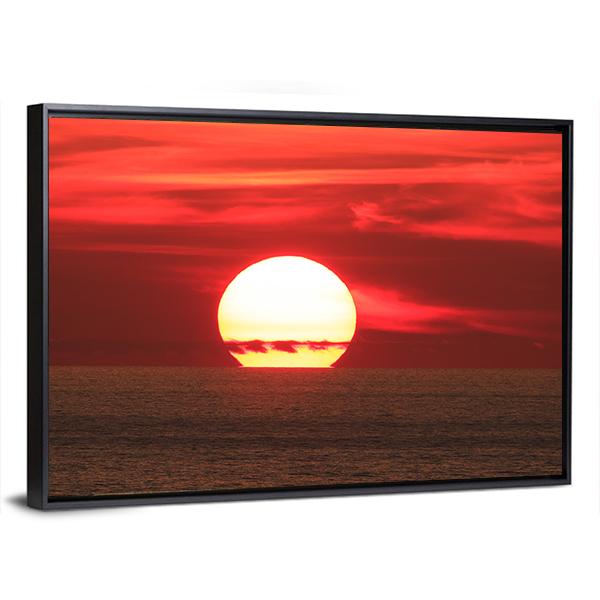 View Of Sunset On The Sea Canvas Wall Art-3 Horizontal-Gallery Wrap-25" x 16"-Tiaracle