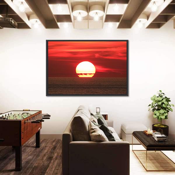 View Of Sunset On The Sea Canvas Wall Art-3 Horizontal-Gallery Wrap-25" x 16"-Tiaracle