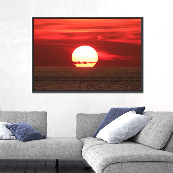 View Of Sunset On The Sea Canvas Wall Art-3 Horizontal-Gallery Wrap-25" x 16"-Tiaracle