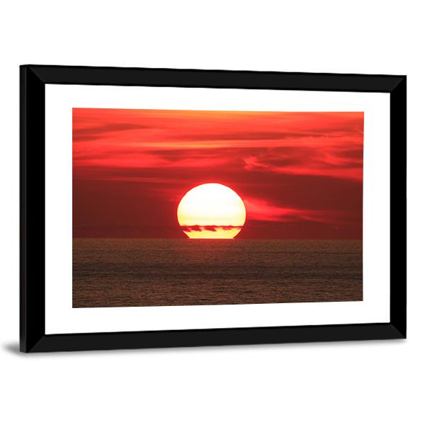 View Of Sunset On The Sea Canvas Wall Art-3 Horizontal-Gallery Wrap-25" x 16"-Tiaracle