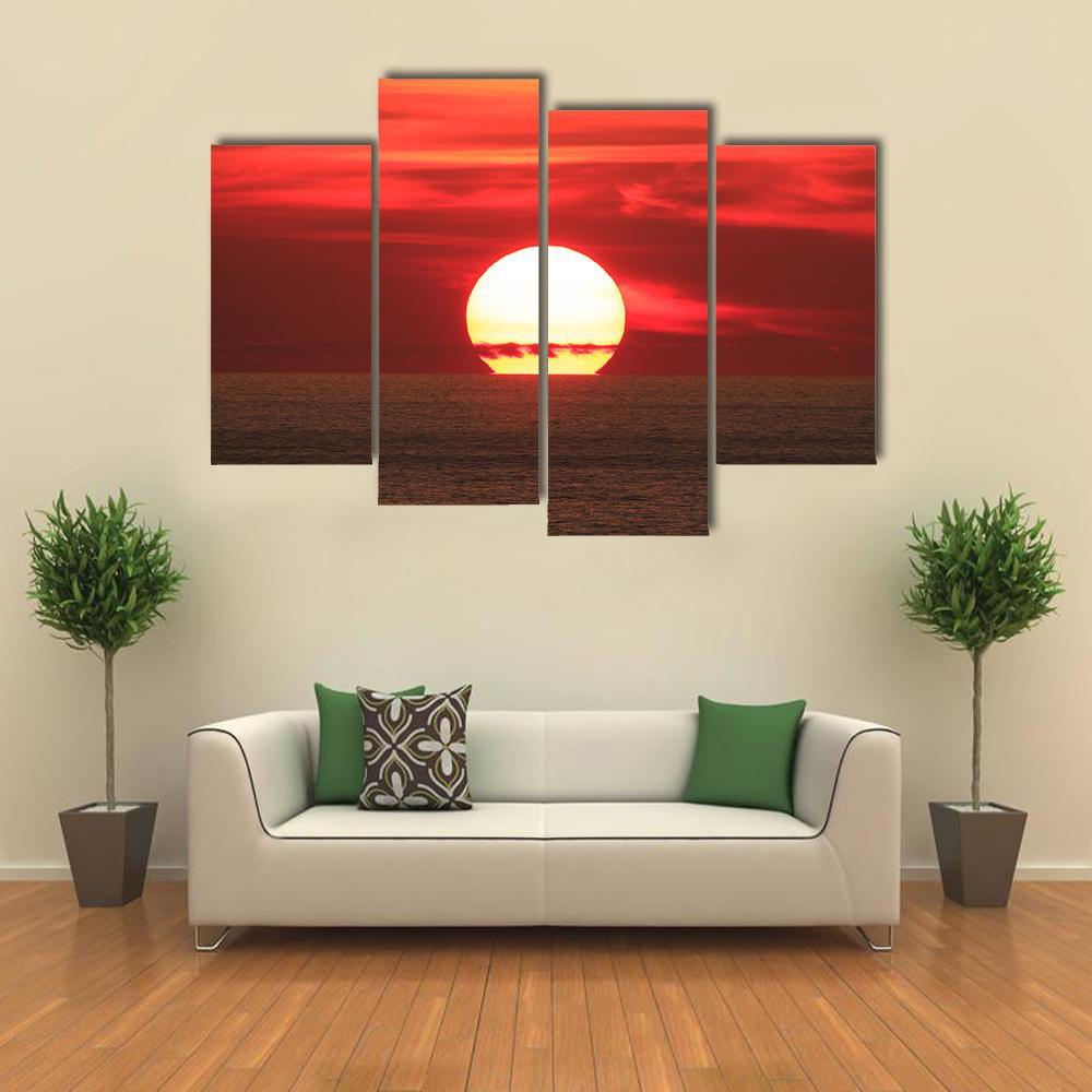 View Of Sunset On The Sea Canvas Wall Art-4 Pop-Gallery Wrap-50" x 32"-Tiaracle