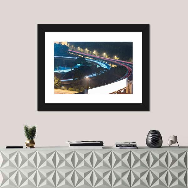 View Of Suzhou Overpass At Night In China Canvas Wall Art-1 Piece-Framed Print-20" x 16"-Tiaracle