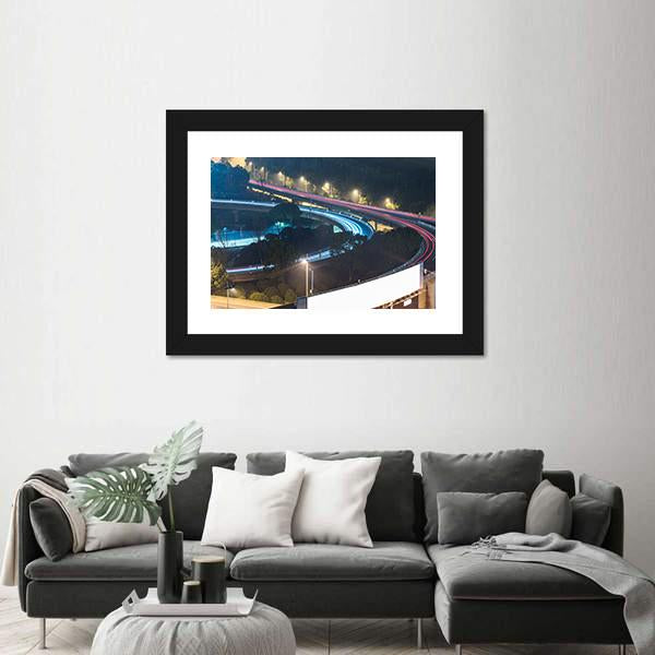 View Of Suzhou Overpass At Night In China Canvas Wall Art-3 Horizontal-Gallery Wrap-25" x 16"-Tiaracle