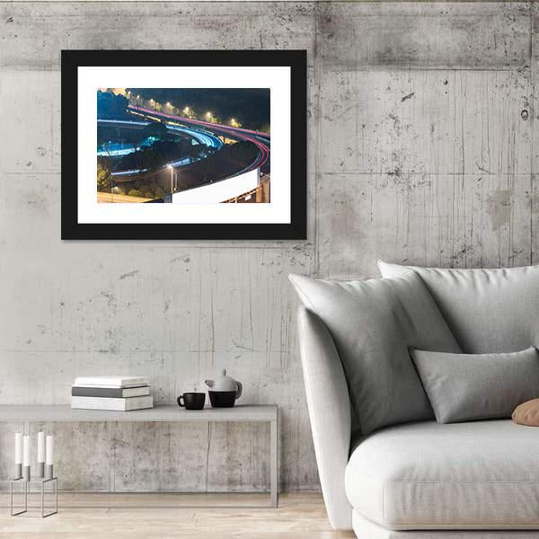 View Of Suzhou Overpass At Night In China Canvas Wall Art-3 Horizontal-Gallery Wrap-25" x 16"-Tiaracle