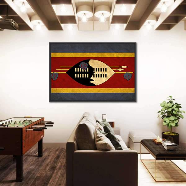 View Of Swaziland Grunge Flag Canvas Wall Art-3 Horizontal-Gallery Wrap-25" x 16"-Tiaracle