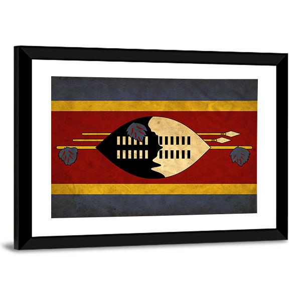 View Of Swaziland Grunge Flag Canvas Wall Art-3 Horizontal-Gallery Wrap-25" x 16"-Tiaracle