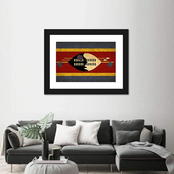 View Of Swaziland Grunge Flag Canvas Wall Art-3 Horizontal-Gallery Wrap-25" x 16"-Tiaracle