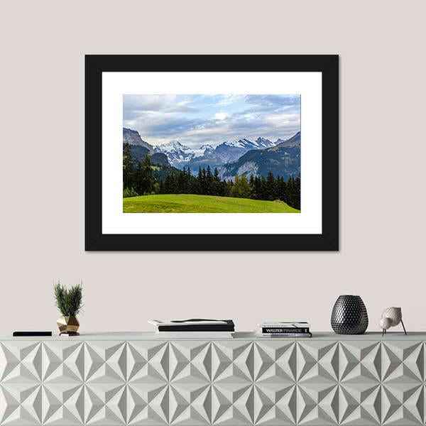 View Of Swiss Alps From Wengen Canvas Wall Art-1 Piece-Framed Print-20" x 16"-Tiaracle