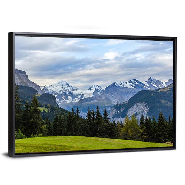 View Of Swiss Alps From Wengen Canvas Wall Art-3 Horizontal-Gallery Wrap-25" x 16"-Tiaracle
