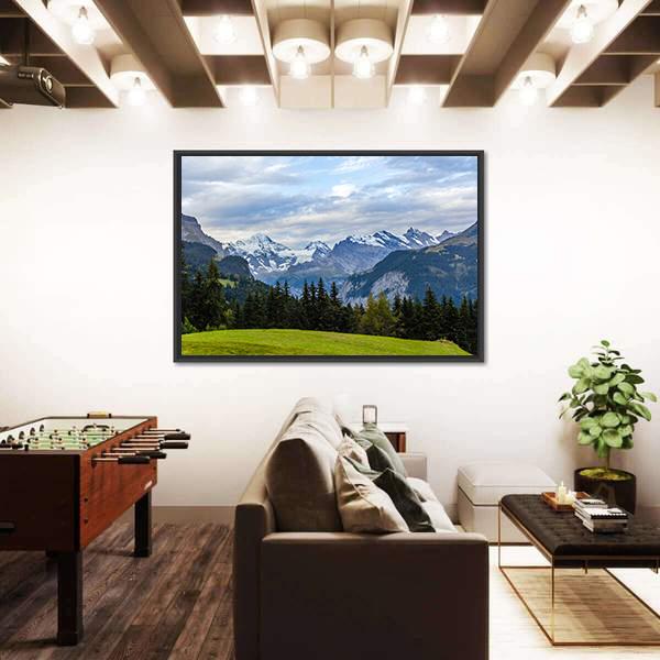 View Of Swiss Alps From Wengen Canvas Wall Art-3 Horizontal-Gallery Wrap-25" x 16"-Tiaracle