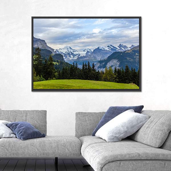 View Of Swiss Alps From Wengen Canvas Wall Art-3 Horizontal-Gallery Wrap-25" x 16"-Tiaracle
