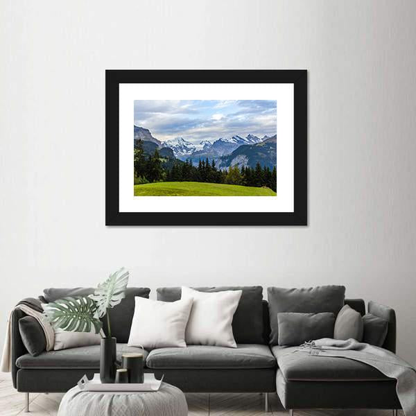 View Of Swiss Alps From Wengen Canvas Wall Art-3 Horizontal-Gallery Wrap-25" x 16"-Tiaracle