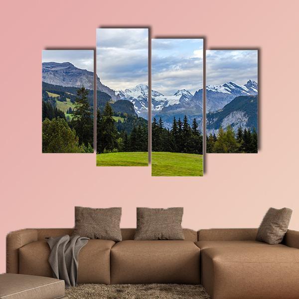 View Of Swiss Alps From Wengen Canvas Wall Art-4 Pop-Gallery Wrap-50" x 32"-Tiaracle