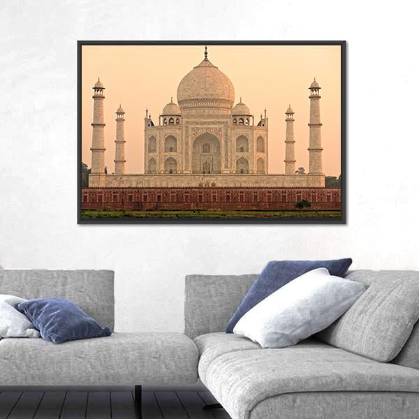 View Of Taj Mahal At Sunrise Agra India Canvas Wall Art-3 Horizontal-Gallery Wrap-25" x 16"-Tiaracle