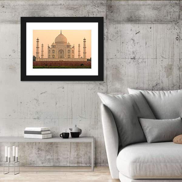 View Of Taj Mahal At Sunrise Agra India Canvas Wall Art-3 Horizontal-Gallery Wrap-25" x 16"-Tiaracle