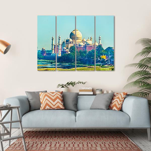 View Of Taj Mahal From Agra Fort Canvas Wall Art-4 Horizontal-Gallery Wrap-34&quot; x 24&quot;-Tiaracle