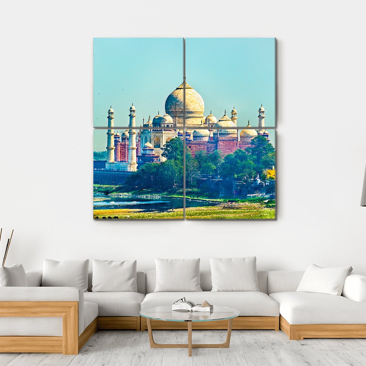 View Of Taj Mahal From Agra Fort Canvas Wall Art-4 Square-Gallery Wrap-17&quot; x 17&quot;-Tiaracle