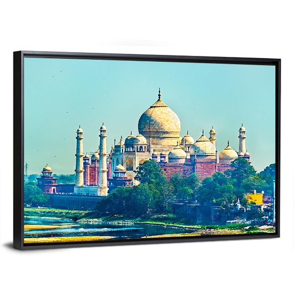 View Of Taj Mahal From Agra Fort Canvas Wall Art-3 Horizontal-Gallery Wrap-25" x 16"-Tiaracle