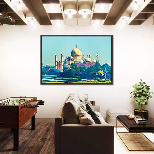 View Of Taj Mahal From Agra Fort Canvas Wall Art-3 Horizontal-Gallery Wrap-25" x 16"-Tiaracle