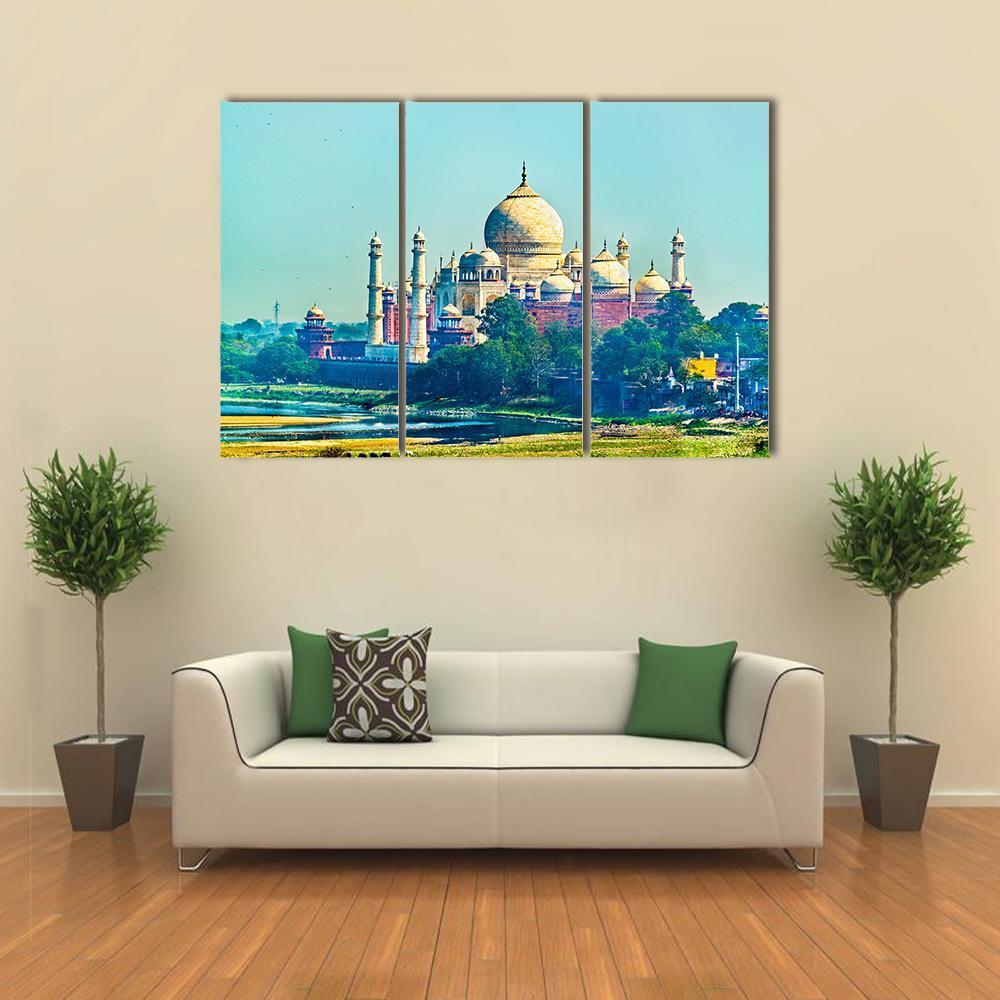 View Of Taj Mahal From Agra Fort Canvas Wall Art-3 Horizontal-Gallery Wrap-37" x 24"-Tiaracle