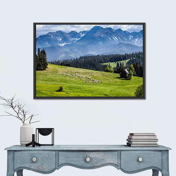 View Of Tatra Mountains In Spring Canvas Wall Art-1 Piece-Floating Frame-24" x 16"-Tiaracle