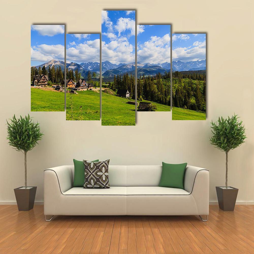 View Of Tatra Mountains In Spring Canvas Wall Art-5 Pop-Gallery Wrap-47" x 32"-Tiaracle