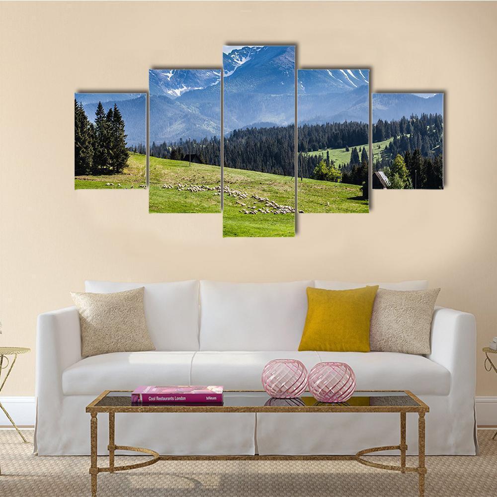 View Of Tatra Mountains In Spring Canvas Wall Art-5 Star-Gallery Wrap-62" x 32"-Tiaracle