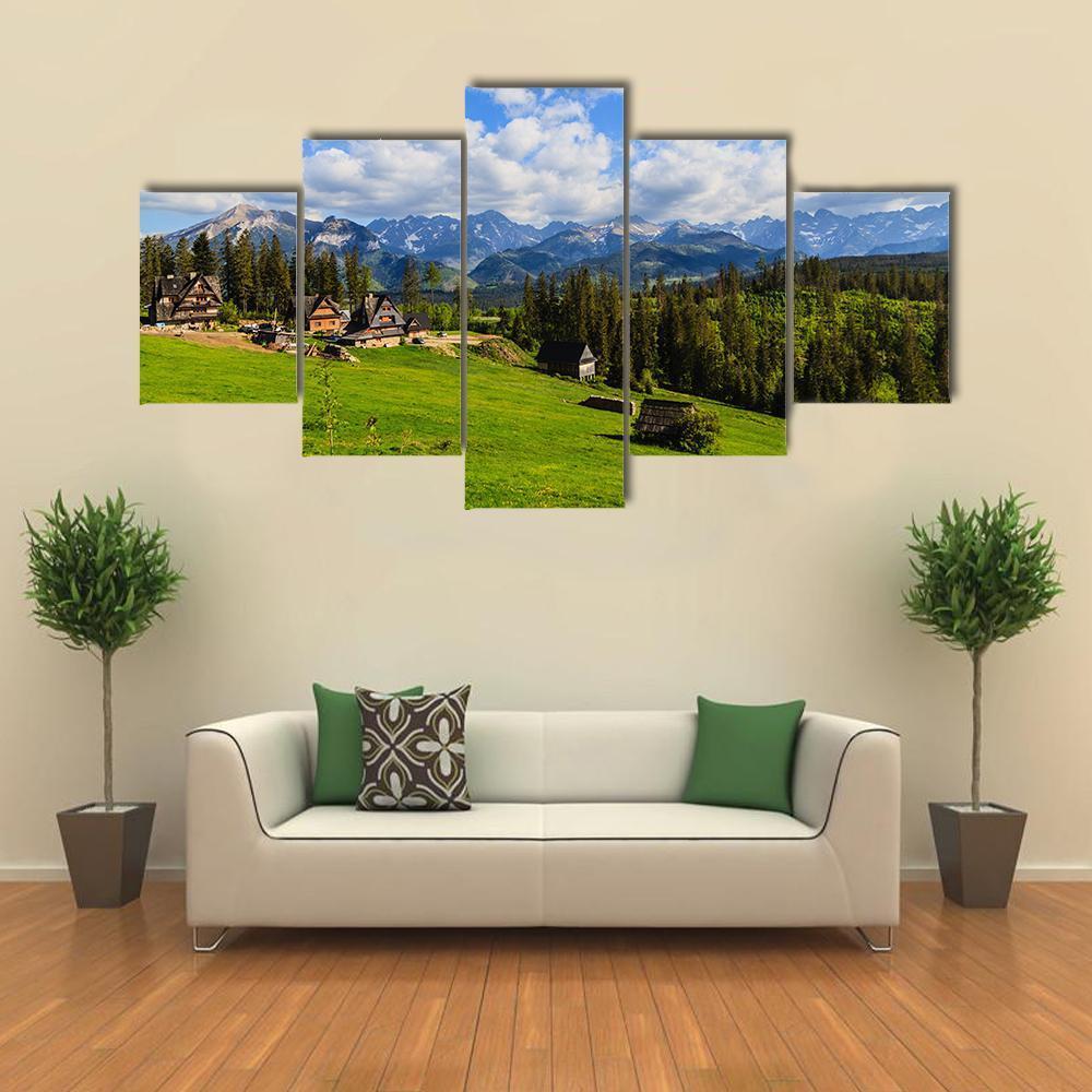 View Of Tatra Mountains In Spring Canvas Wall Art-5 Star-Gallery Wrap-62" x 32"-Tiaracle
