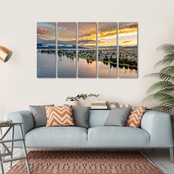 View Of Te Anau Lake Canvas Wall Art-5 Horizontal-Gallery Wrap-22" x 12"-Tiaracle