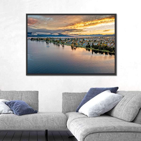 View Of Te Anau Lake Canvas Wall Art-3 Horizontal-Gallery Wrap-25" x 16"-Tiaracle