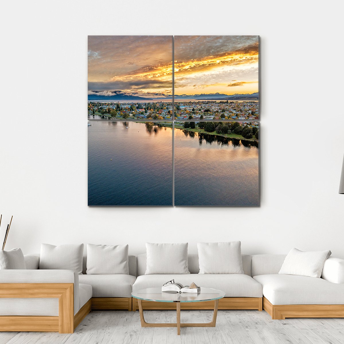 View Of Te Anau Lake Canvas Wall Art-5 Horizontal-Gallery Wrap-22" x 12"-Tiaracle