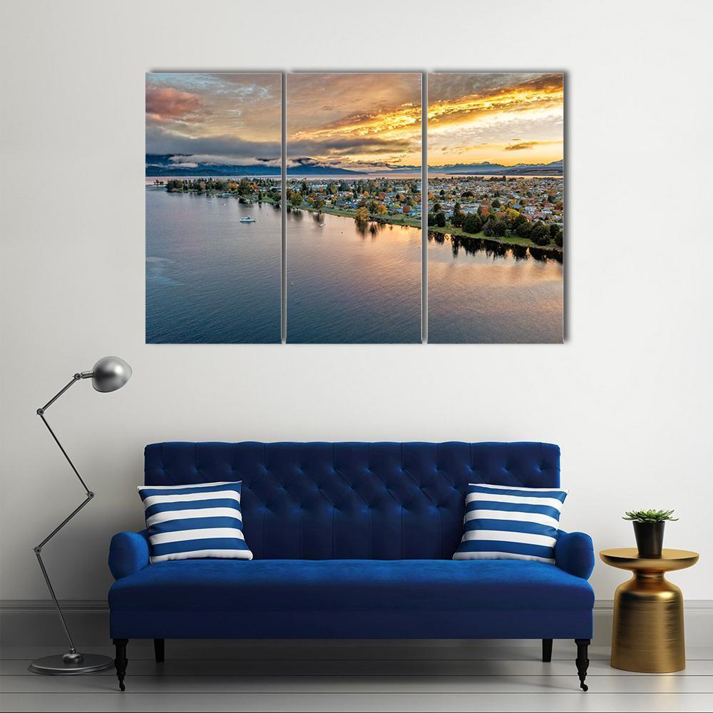 View Of Te Anau Lake Canvas Wall Art-3 Horizontal-Gallery Wrap-37" x 24"-Tiaracle