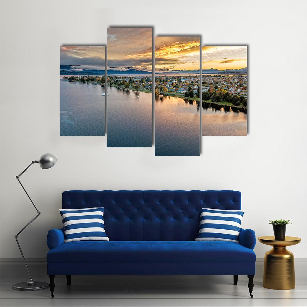 View Of Te Anau Lake Canvas Wall Art-4 Pop-Gallery Wrap-50" x 32"-Tiaracle