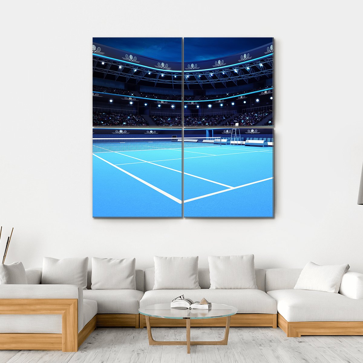 Tennis Court Canvas Wall Art-4 Square-Gallery Wrap-17" x 17"-Tiaracle