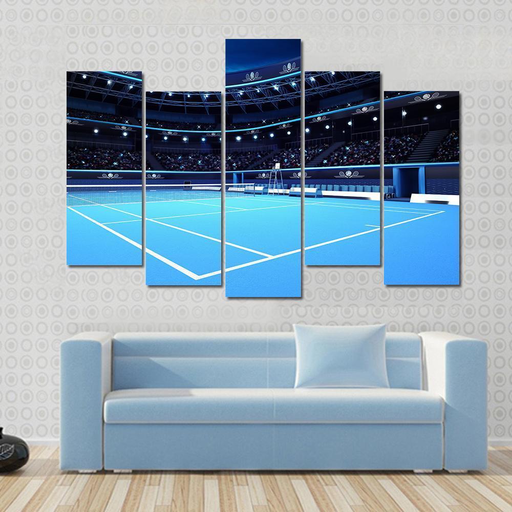 Tennis Court Canvas Wall Art-5 Pop-Gallery Wrap-47&quot; x 32&quot;-Tiaracle