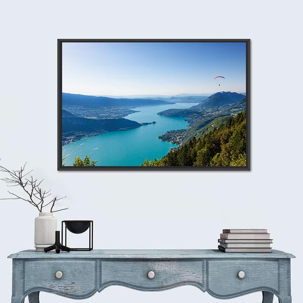 View Of The Annecy Lake Canvas Wall Art-1 Piece-Floating Frame-24" x 16"-Tiaracle