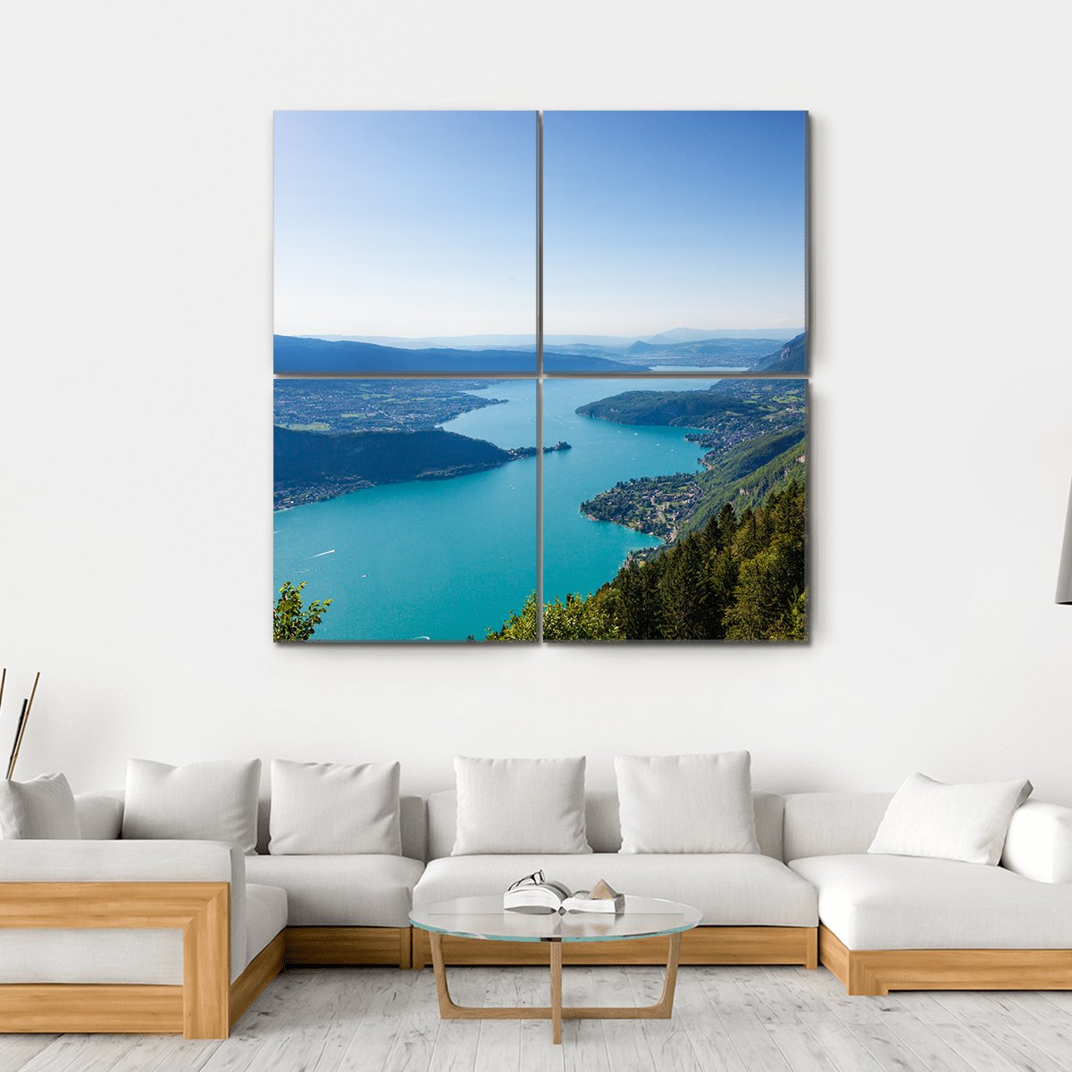 View Of The Annecy Lake Canvas Wall Art-4 Square-Gallery Wrap-17" x 17"-Tiaracle