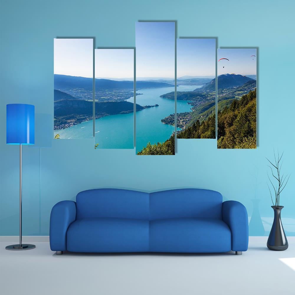 View Of The Annecy Lake Canvas Wall Art-5 Pop-Gallery Wrap-47" x 32"-Tiaracle