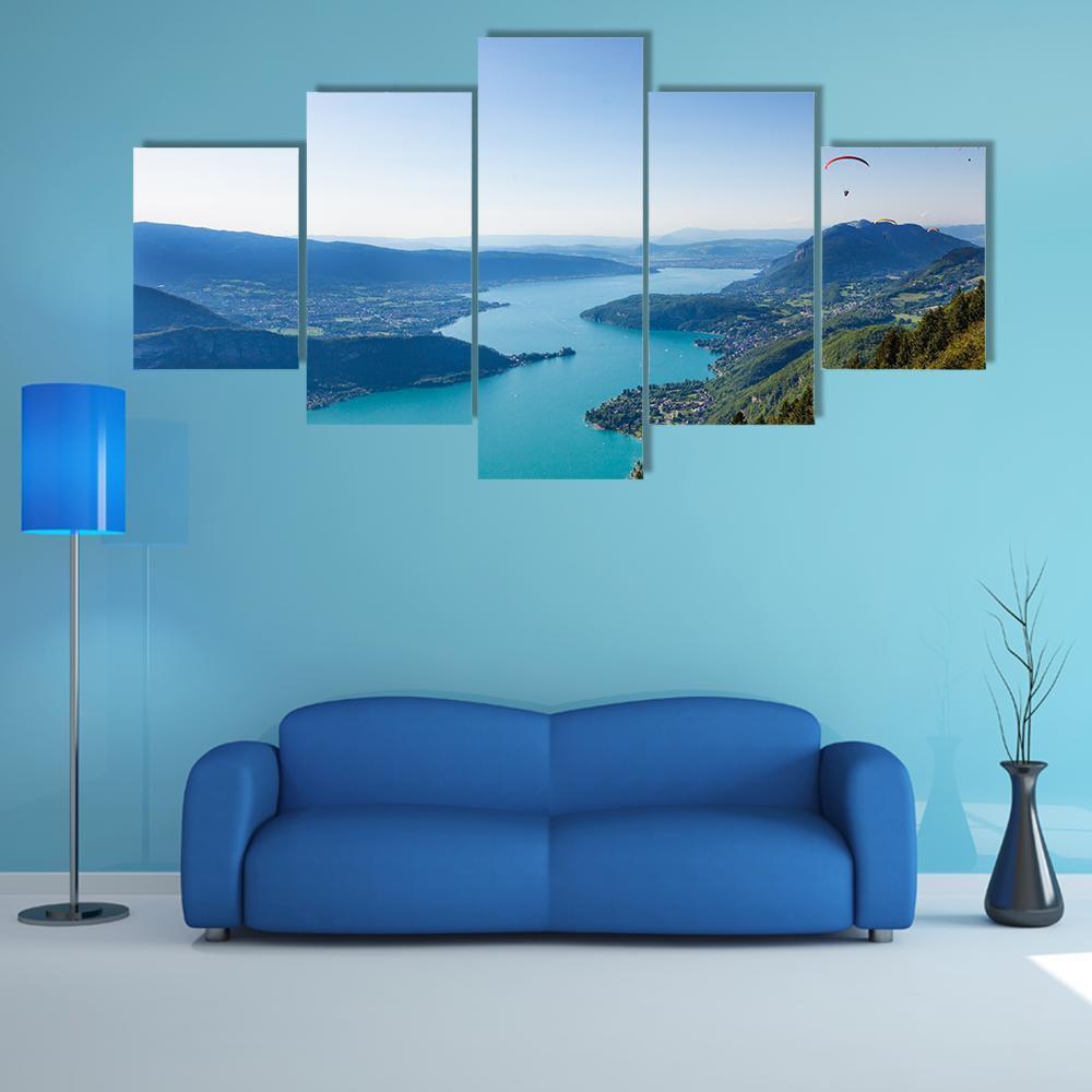 View Of The Annecy Lake Canvas Wall Art-5 Pop-Gallery Wrap-47" x 32"-Tiaracle