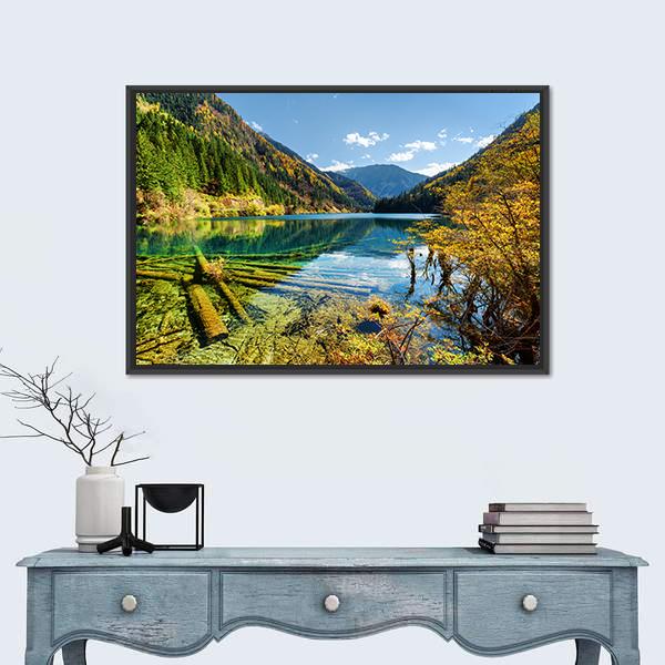 View Of The Arrow Bamboo Lake Canvas Wall Art-1 Piece-Floating Frame-24" x 16"-Tiaracle