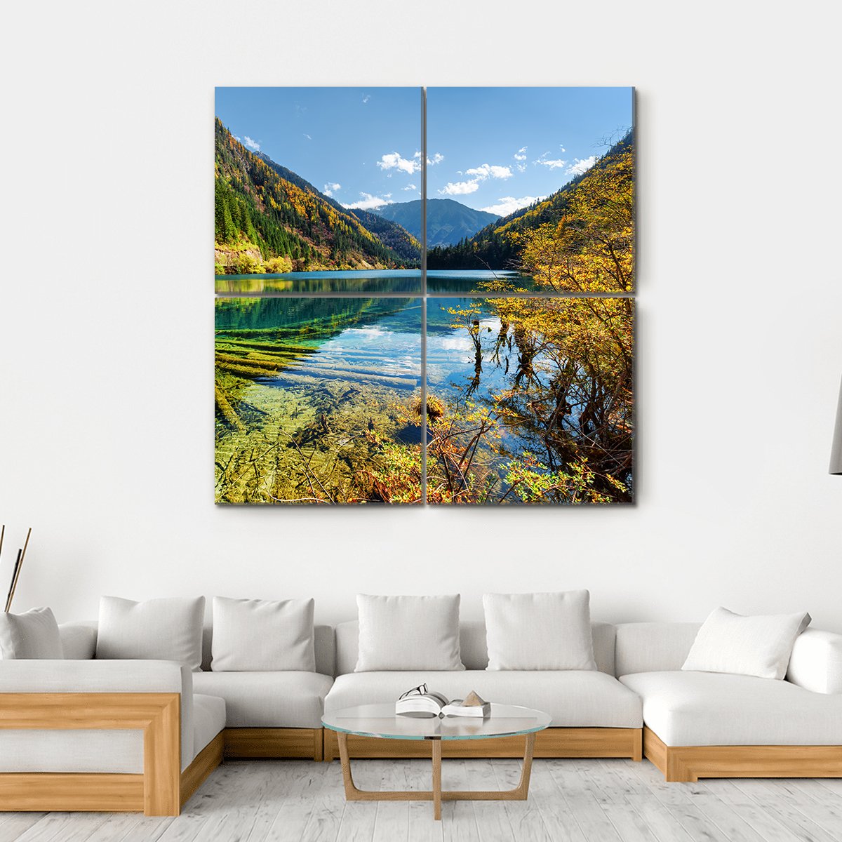 View Of The Arrow Bamboo Lake Canvas Wall Art-4 Square-Gallery Wrap-17" x 17"-Tiaracle