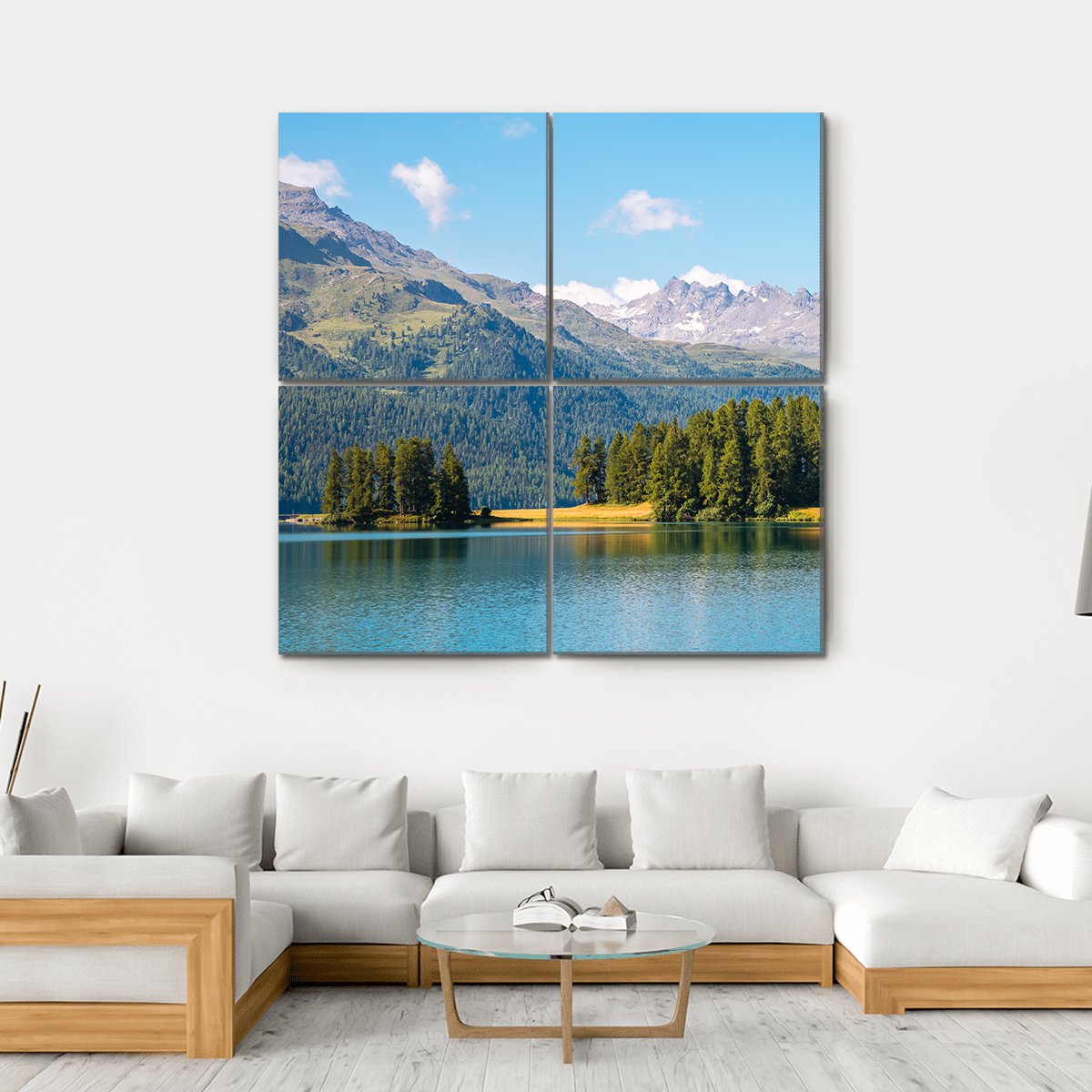 View Of The Azure Pond Champfer In Alpine Valley Canvas Wall Art-4 Square-Gallery Wrap-17" x 17"-Tiaracle