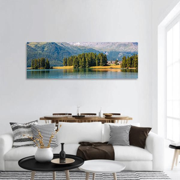 View Of The Azure Pond Champfer In Alpine Valley Panoramic Canvas Wall Art-3 Piece-25" x 08"-Tiaracle