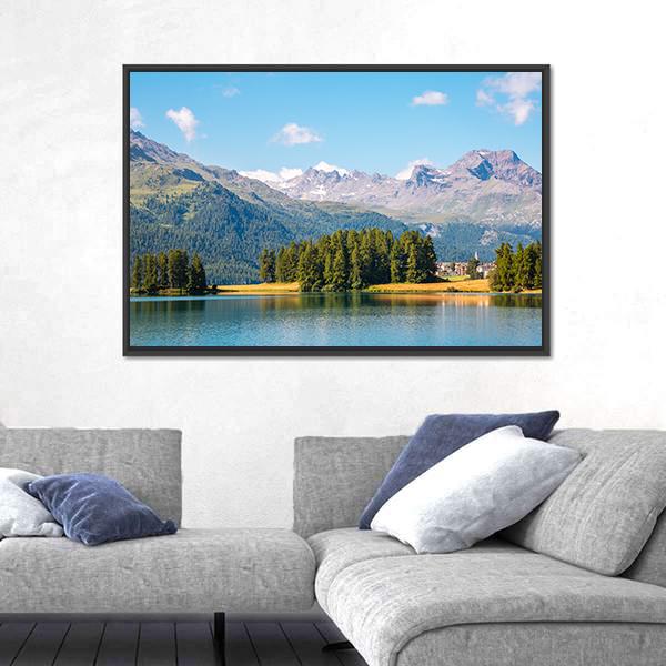 View Of The Azure Pond Champfer In Alpine Valley Panoramic Canvas Wall Art-1 Piece-36" x 12"-Tiaracle