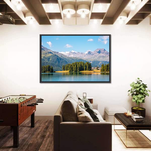 View Of The Azure Pond Champfer In Alpine Valley Panoramic Canvas Wall Art-1 Piece-36" x 12"-Tiaracle