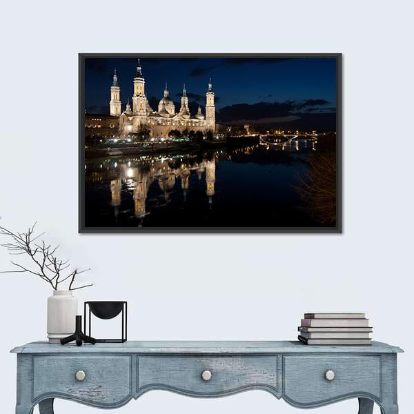 View Of The Basilica Cathedral Of Our Lady Of The Pillar Canvas Wall Art-1 Piece-Floating Frame-36" x 24"-Tiaracle