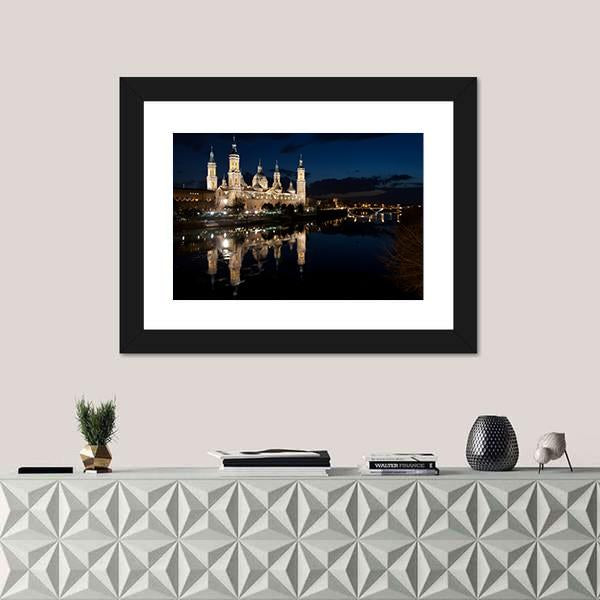 View Of The Basilica Cathedral Of Our Lady Of The Pillar Canvas Wall Art-1 Piece-Framed Print-30" x 20"-Tiaracle